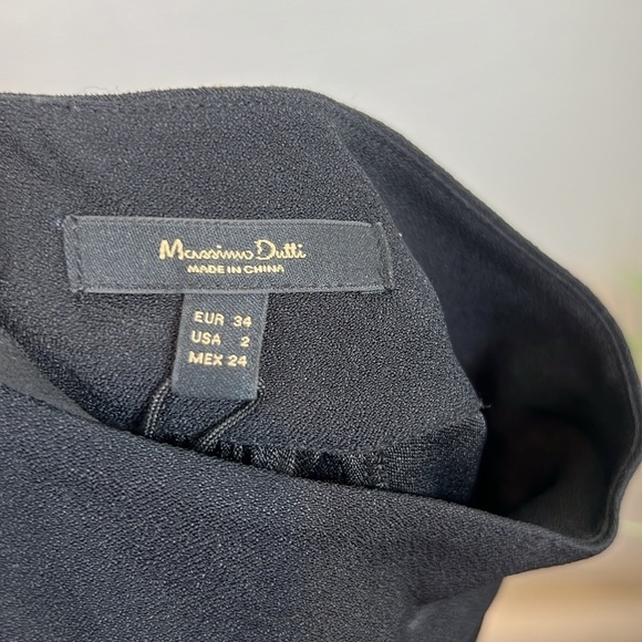 NWT Massimo Dutti Black Midi Dress LBD Ling Sleeve High Neck 2 - Picture 5 of 7